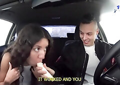 Passionate casting babe shares intense car and butt action on couch