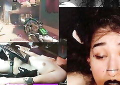 EMO CATGIRL SUCCBUS TRANSGIRL with vibrating plug plays overwatch whilst viewers control it egirl rock emo kitten gamer gooner cute transgirl