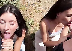 2 Gals Were Taking Pics in the Mountains, and 2 Rods Came Without the Bushes - From Flirting to Wild Banging in Nature
