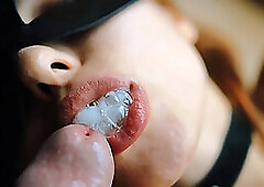 He's owns my body. My mouth only for his shaft and cum! I swallow only him!)