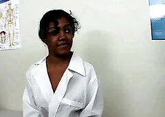 A seductive brunette hair with large melons and a bushy twat gets intimately examined in this amateur episode. This babe enjoys having her nipps measu