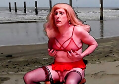 Love Glider Faux-Cock Exploration by Mrs Samantha, railing the Monkey Rocker on the Beach!