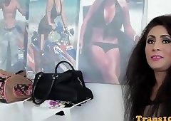 Latina ts beauty with naturaltits in BTS