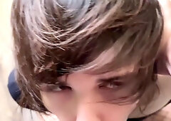 Lovely Russian femboy deep throats man sausage and shrieks like a chick