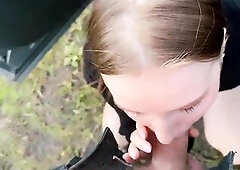 Car Bitch Sucks & Gets Screwed After Catching a Public Jerk - POV