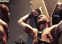 Powerful Black stud sucks BDSM sub n takes his jizz in mouth