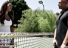 ENJOYABLE SINNER - Dilf Tennis Tutor Interrupts The Lesson To Screw His Smokin' Hawt Student