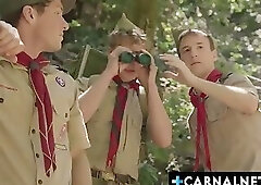 Scoutmaster Adam Snow Joins Horny Scouts for Hot Outdoor Group Sex