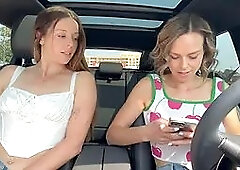 & Using Lush Remote Controlled Vibrators in A Drive Thru & Cumming Hard