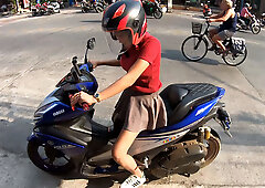 After a day out big tits Asian amateur jerked his big cock in the hotel