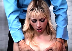 Officer Ryan Mclane makes Masked thief Hannah Quinn submit