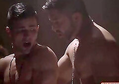 Muscle gay spanking and cumshot