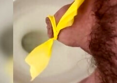Bound up miropenis pissing