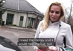 Elegant Sexy Busty Blonde MILF Pleases a Stranger With Hot Fuck In His Car To Get the Desired Cash