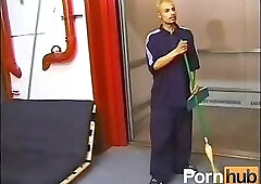 Lonely cleaner pleases himself