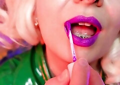 ASMR lazily lipstick tease