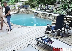Pool Side Fuck With Old Cop