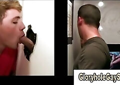 Gloryhole gay eats cock