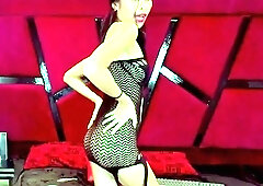 Brunette amateur babe strips off and masturbates