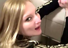 Horny German Blonde Gets Fucked By A Stranger In A Public Toilet