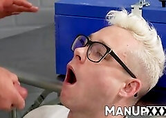 Horny dude rams his dick in a white mans mouth