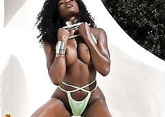 Tiny Ebony Voyeur Wench Nicole Kitt Masturbating By The Pool Outdoors