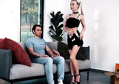 Teen temptress sucks cock and begs for hard pussy pounding