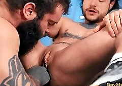 MTF pussygay licked n fucked in gym by inked bear jock