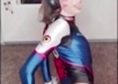 Trans woman in cosplay uses anal toys for solo pleasure