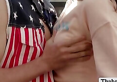 American big cock bareback fucks TS curly hair