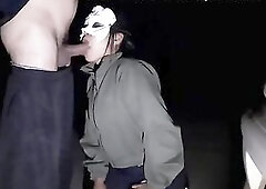 Professional anal sex worker on the street earning a little cash.