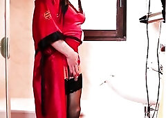 Ejaculation of a booted hooker