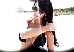 Big breasted chick with dick destroyed by two monster cocks