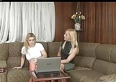 Tranny seduces an innocent girl and fucks her on couch