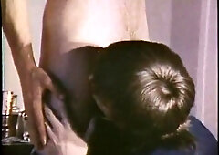 Retro 80s pornography with unbelievable suck act in couch