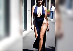 Aged Hotties Walking Downtown – Giant Saggy Tits Jiggling NO BRASSIERE Part 9 [AI generated]