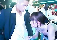 Sensational beauties dancing lasciviously and screwing big ramrods hard at a bride fuck party in public. See sinfully angels banging big pricks in pub