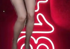 Mini skirt and black pantyhose