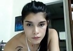 Huge tits shemale just cums