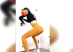 Femboy wearing yoga panties does anal training