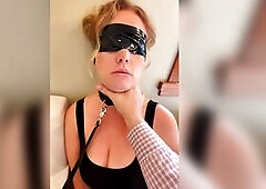 Pliant whore gets taught a lesson!! Golden shower on her astounding biggest bazookas.