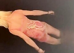 Transgirl swimming in lake in summer costume at the night...