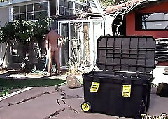 Brawny guy cum drenched