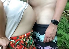 outdoor quickie - standing doggystyle in the garden