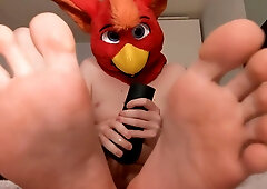 Bird Fursuiter Showing Off Cute Feet While Fucking And Cumming Inside Bad Dragon Twitch Penetrable