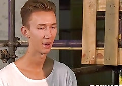 Skinny twink submits to bondage with gay handjobs and domination