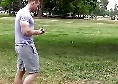 Jacked up gay dude picked up in the park and surprised by a big dick