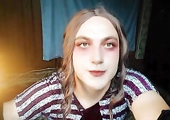 HANDLESS Spunk fountain Ladyboy Cute Dong Swallowing Cum