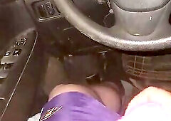 Using Pink Panties to Jerk off in My Car.