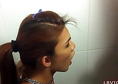 Pissed On Ladyboy Slut Mint Gives Blowjob